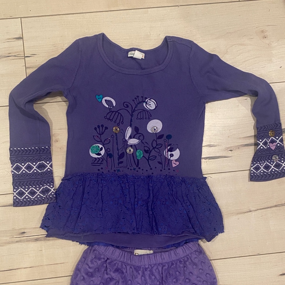 Naartjie shirt and doodle pants Purple Kids Pajamas with Fun Design